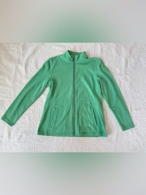 Talbots small petite zippered green jacket sweatshirt